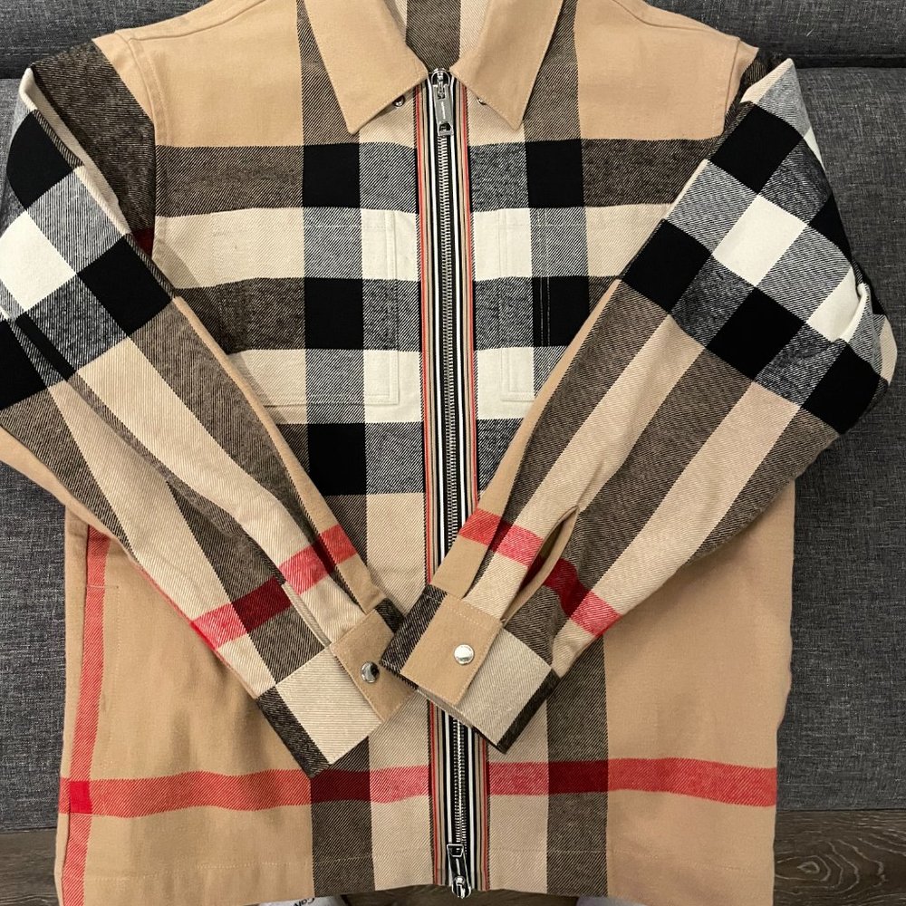 SOLD - Burberry Exaggerated Check Wool Cotton Overshirt - Picture 1 of 8